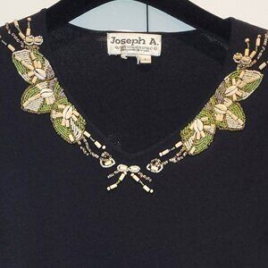 Vintage 90s Joseph A Qu'est Ce que c'Est Silk Womens Embellished Top Sz L